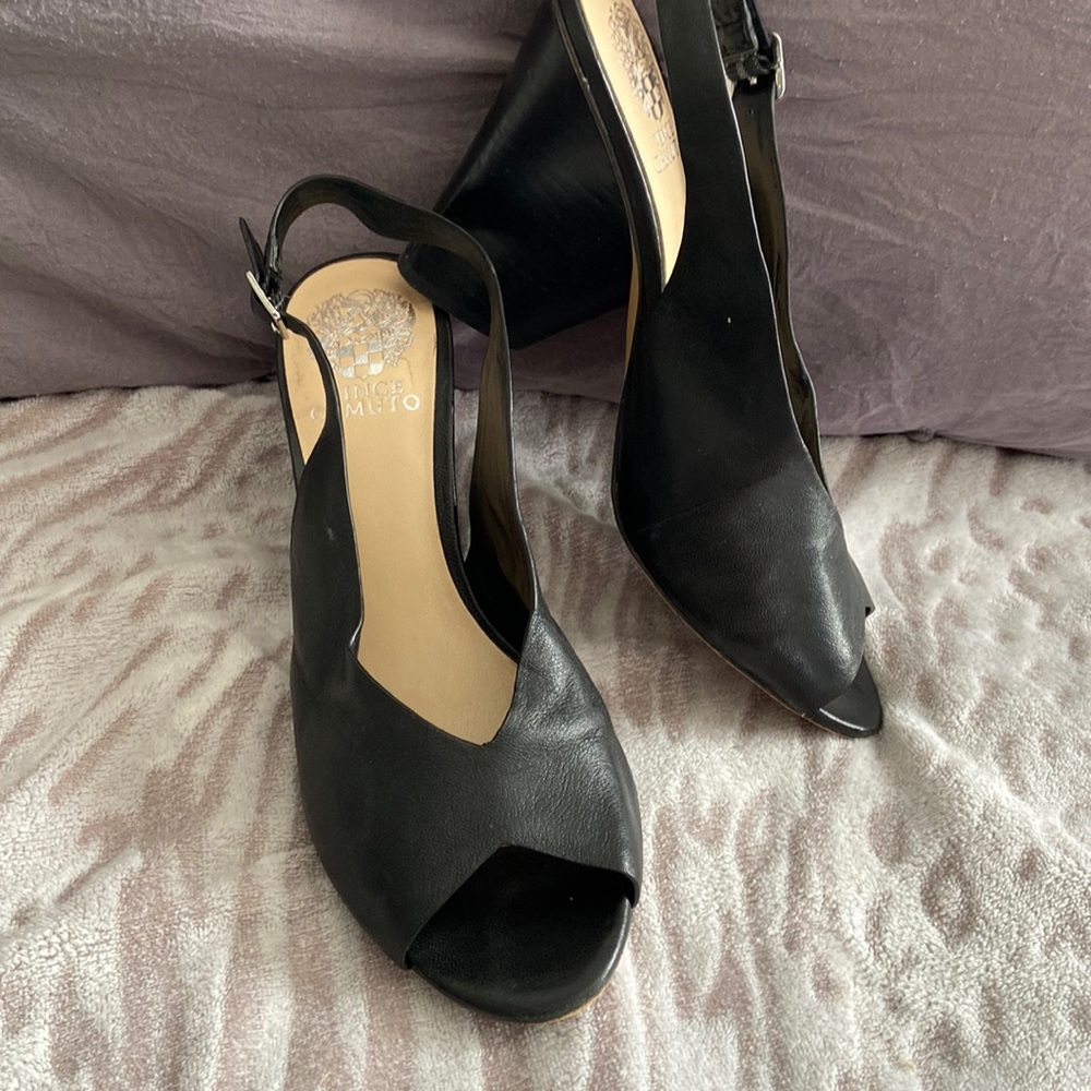 Black open toe heels